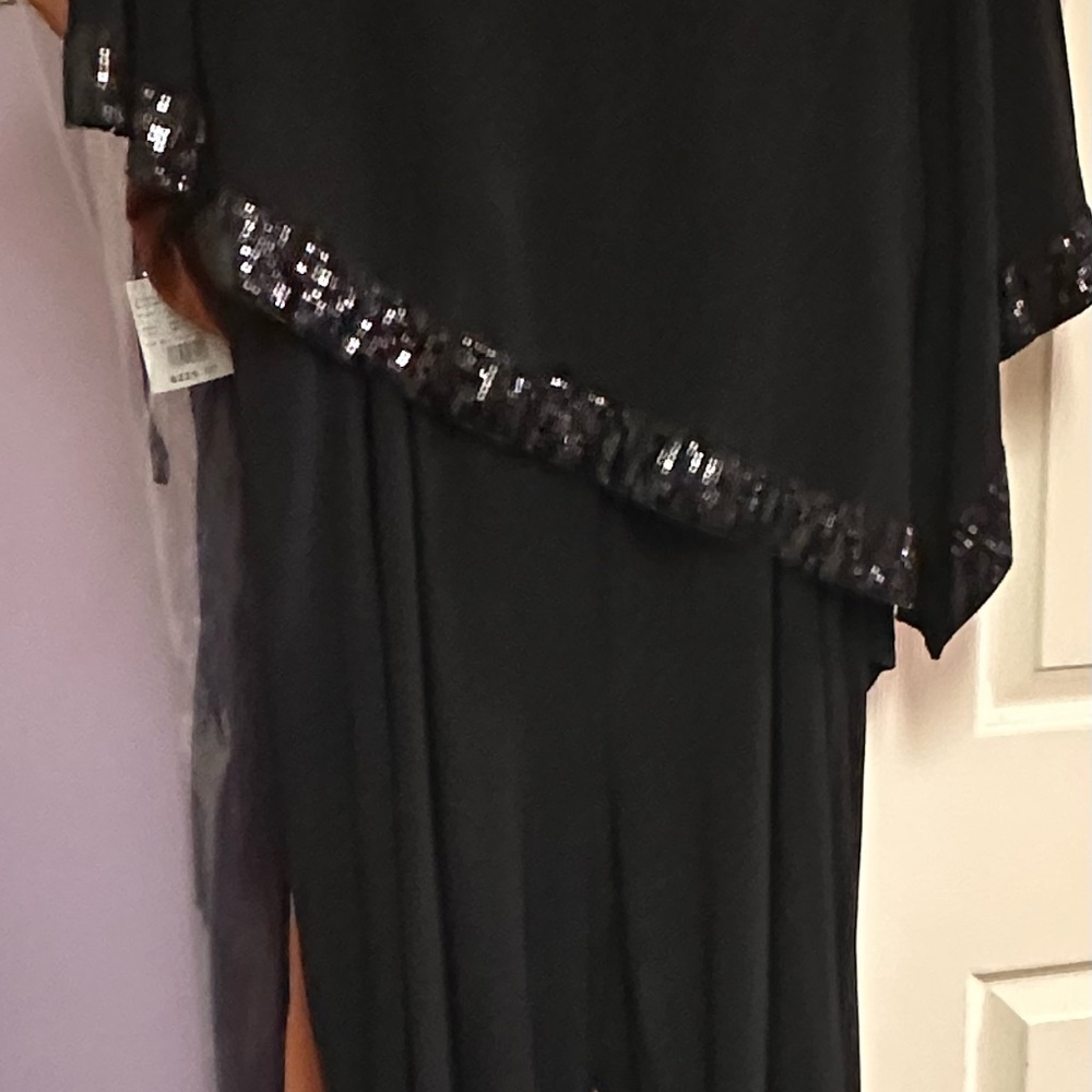 Elegant Black Dress with Sequin Trim